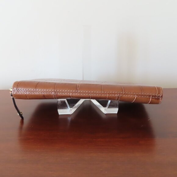 COACH Madison Accordion Zip Wallet Crocodile Embossed Leather Toffee EUC 44412 - Picture 3 of 7